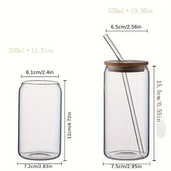 Can Glass with Straw & Lid,550 ml